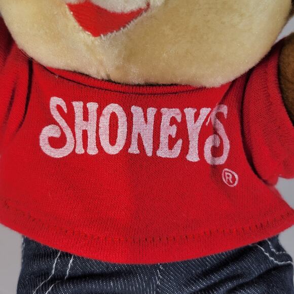 Vintage 1986 Shoney's Bear Plush 12" Stuffed Animal Red Shirt and Jeans Stuffie - Picture 3 of 11